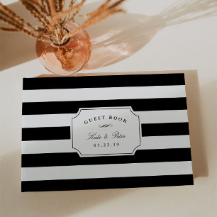 Elegant Black & White Stripe Wedding Guest Book