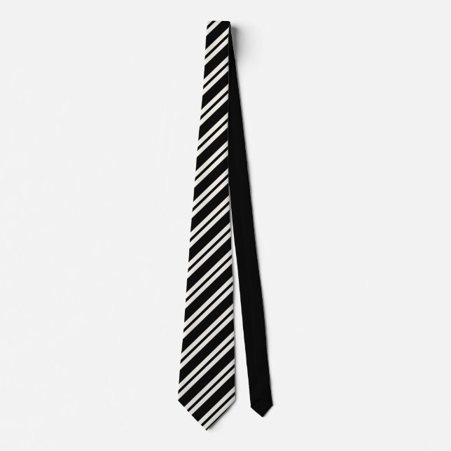 Elegant black &white stripes groomsmen wedding tie (Front)