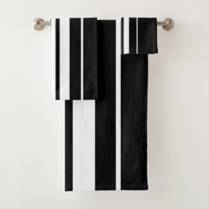 Elegant Black &White Stripes Pattern Bath Towel Set