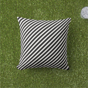 Elegant Black & White Stripes Pattern Cushion