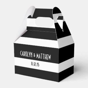 Elegant Black White Stripes Wedding Favour Box