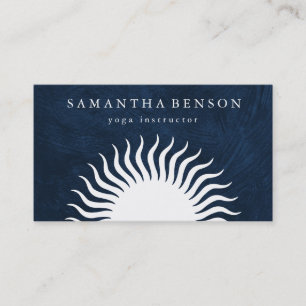Elegant Black & white Sun Logo Yoga Business Card