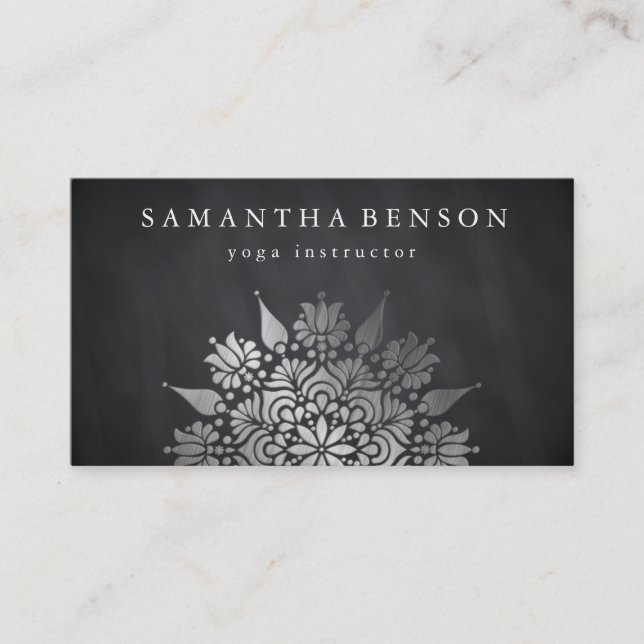 Elegant Black & white Sun Logo Yoga Business Card (Front)
