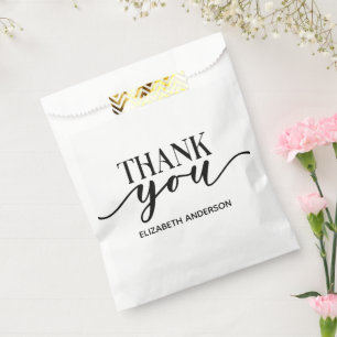 Elegant Black White Thank You Favour Bag