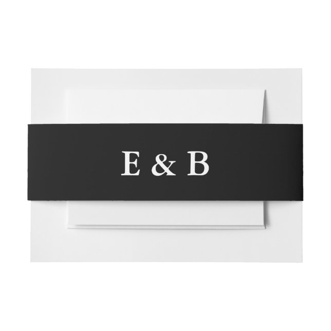 Elegant Black White Til Death Wedding Invitation Belly Band (Front Example)