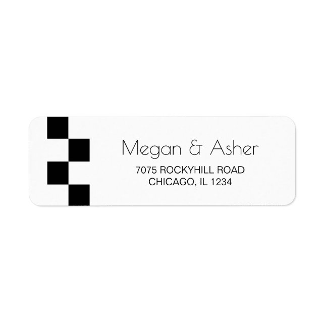 Elegant Black White Tiles Return Address Label (Front)