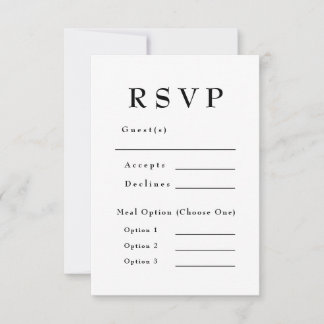 Elegant Black & White Timeless Wedding RSVP Card