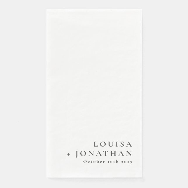 Elegant Black White Trendy Minimal Custom Napkin (Front)