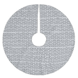 Elegant black white triangular geometric pattern brushed polyester tree skirt