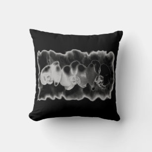 Elegant black white tropical orchids floral cushion