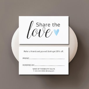 Elegant Black White Turquoise Heart Beauty Salon Referral Card