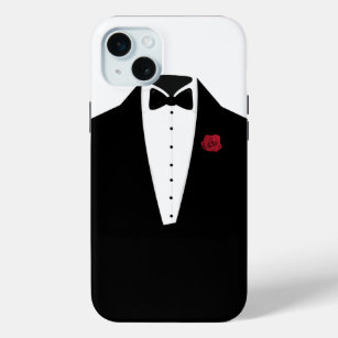 Elegant Black White Tuxedo Mens iPhone 15 Mini Case