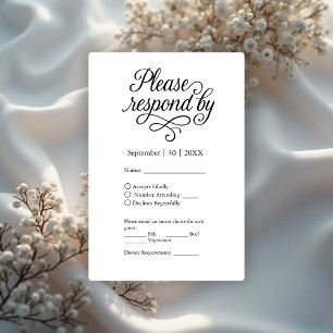 elegant black & white typography charm  RSVP card