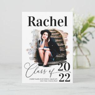 Elegant Black White Typography Class of Graduation Invitation