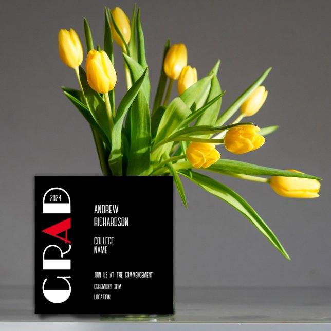 Elegant  black white typography graduate Flat Card (Creator Uploaded)