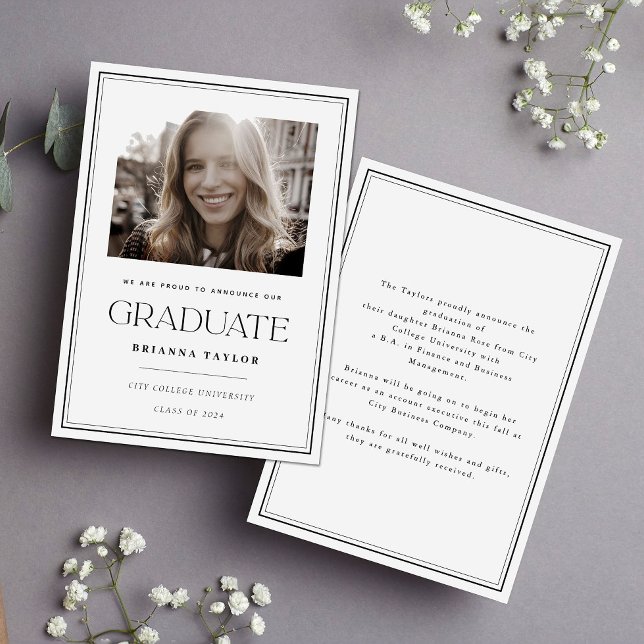 Elegant Black White Typography Graduation Announcement (Creator Uploaded)