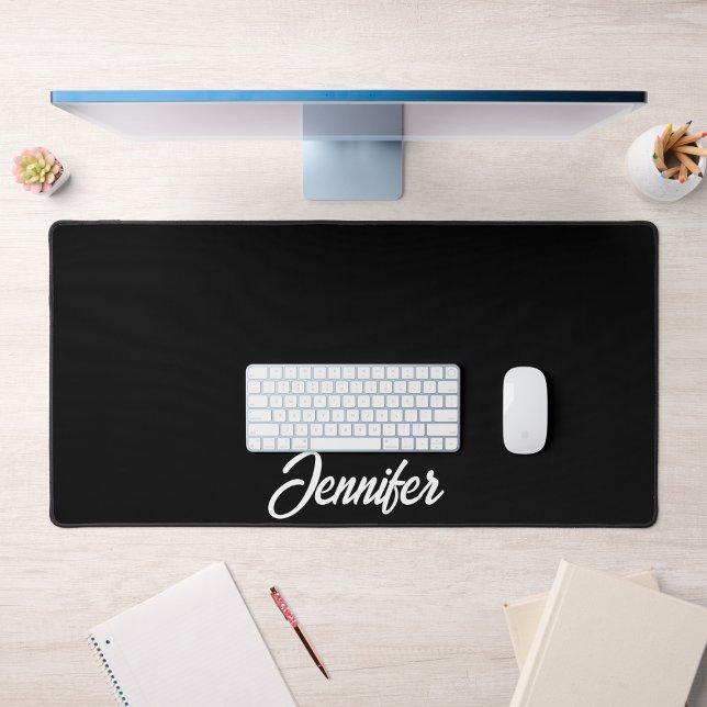 Elegant Black & White Typography Name  Desk Mat (Creator Uploaded)