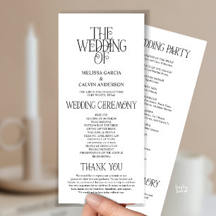 Elegant Black White Typography Wedding Program