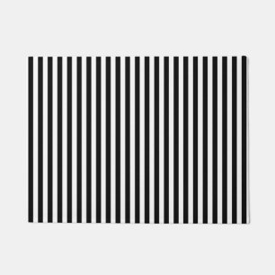 Elegant Black White Vertical Lines Geometric Doormat