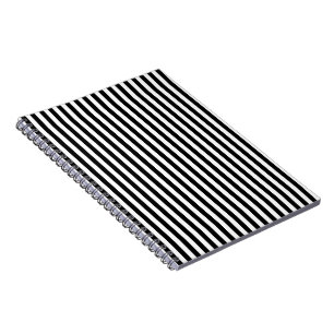 Elegant Black White Vertical Lines Geometric Notebook
