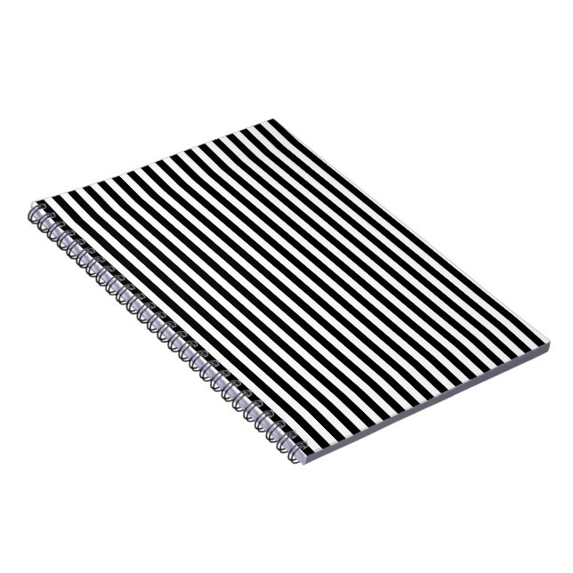 Elegant Black White Vertical Lines Geometric Notebook (Right Side)
