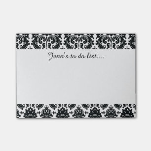 Elegant Black White Vintage Damask Pattern Post-it Notes
