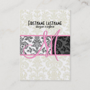 Elegant Black & White Vintage Floral Damasks 2 Business Card