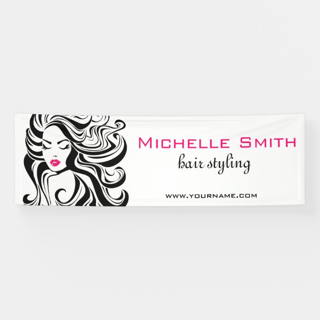 Elegant Black White Wavy Hairstyle Hair Extensions Banner (Horizontal)