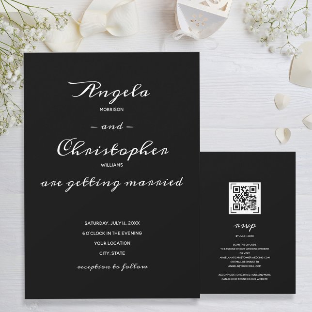 Elegant Black White Wedding All In One Invitation (Creator Uploaded)