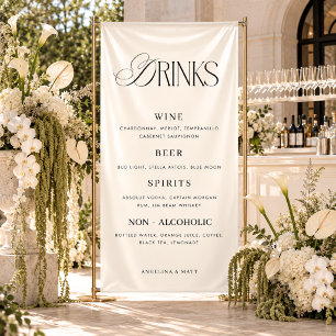 Elegant Black & White Wedding Bar Menu Sign