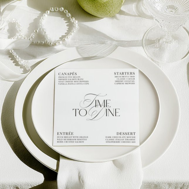 Elegant Black & White Wedding Dinner Menu Card (Elegant Black & White Wedding Dinner Menu Card)