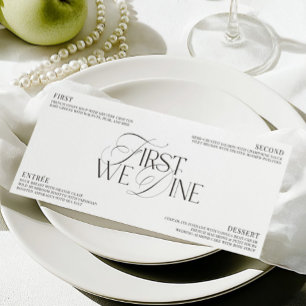 Elegant Black & White Wedding Dinner Menu Invitation
