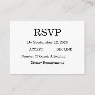 Elegant Black & White Wedding Enclosure Card