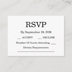 Elegant Black & White Wedding Enclosure Card