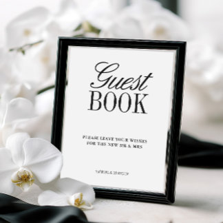 Elegant Black & White Wedding Guest Book Sign