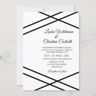 Elegant Black White Wedding Invitation
