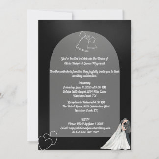 Elegant Black & White Wedding Invitation 