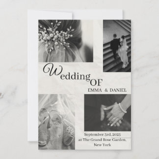 Elegant Black & White Wedding Invitation