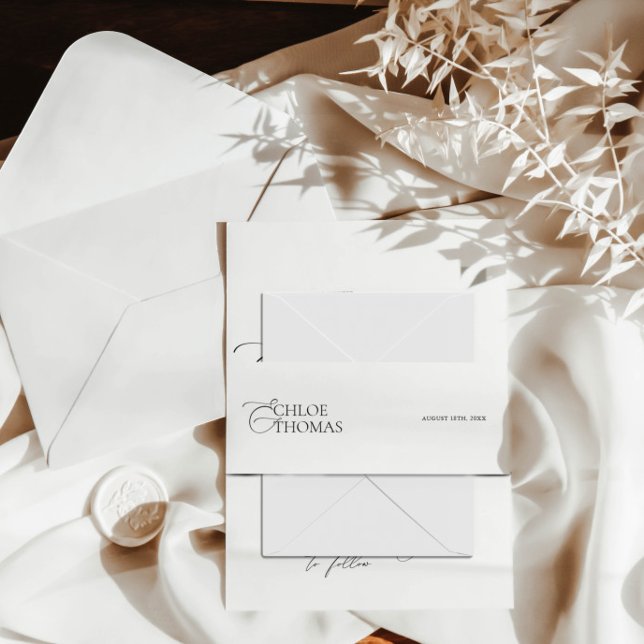 Elegant Black & White Wedding Invitation Belly Band (Elegant Black & White Wedding Invitation Invitation Belly Band)