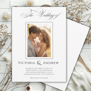 Elegant Black & White Wedding Invitation & Photo