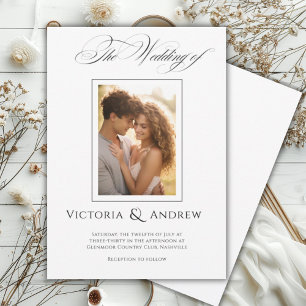 Elegant Black & White Wedding Invitation & Photo