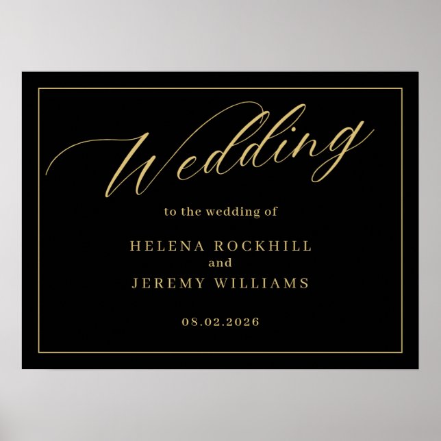 Elegant Black & White Wedding Invitation Poster (Front)