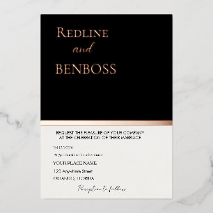 Elegant Black & white Wedding Invitation Rose Gold