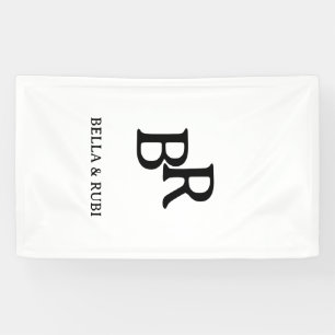 Elegant Black & White Wedding Monogram Design Banner