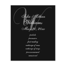 Elegant Black White Wedding Monogram Program