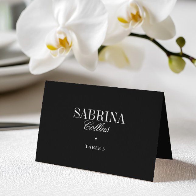 Elegant Black & White Wedding Place Card (Elegant Black & White Wedding Place Card)