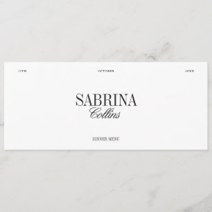 Elegant Black & White Wedding Place Card & Menu