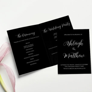 Elegant Black & White Wedding Program