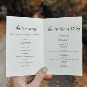 Elegant Black White Wedding Program
