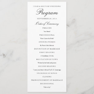 Elegant Black & White Wedding Program Template